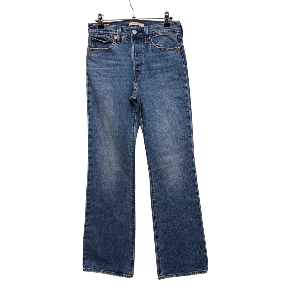 Levis Wedgie Bootcut High Rise Jeans Medium Wash Blue button fly